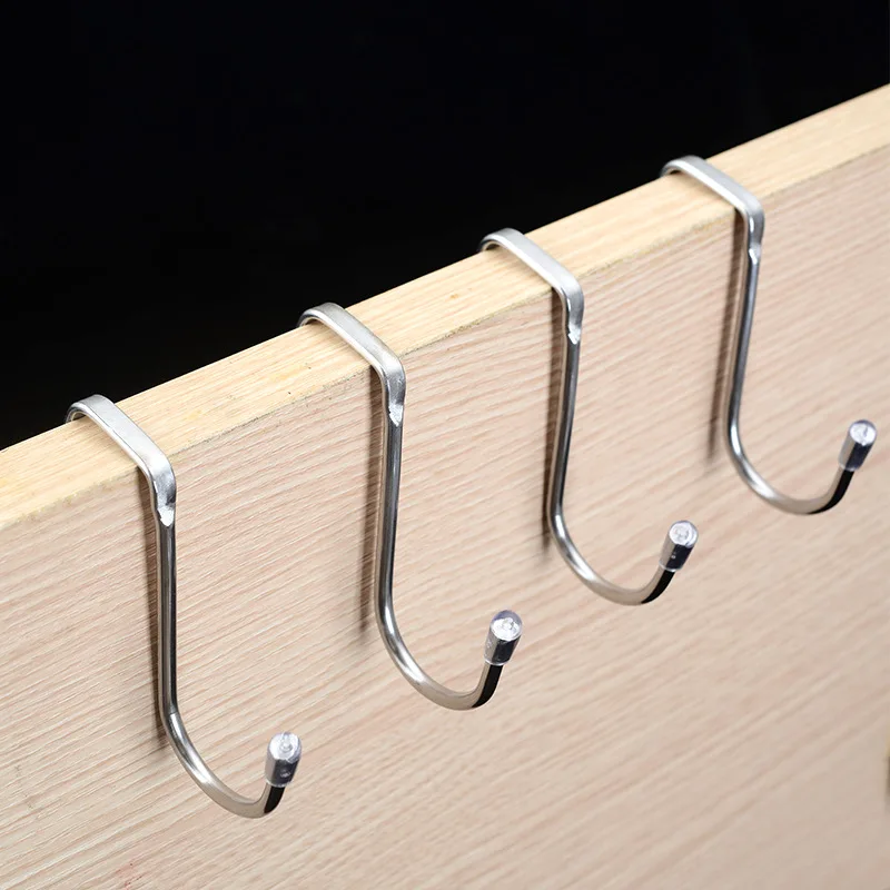 Stainless steel S-shaped hook versatile double hook bathroom kitchen cabinet door rear double headed 304 bathroom accessories