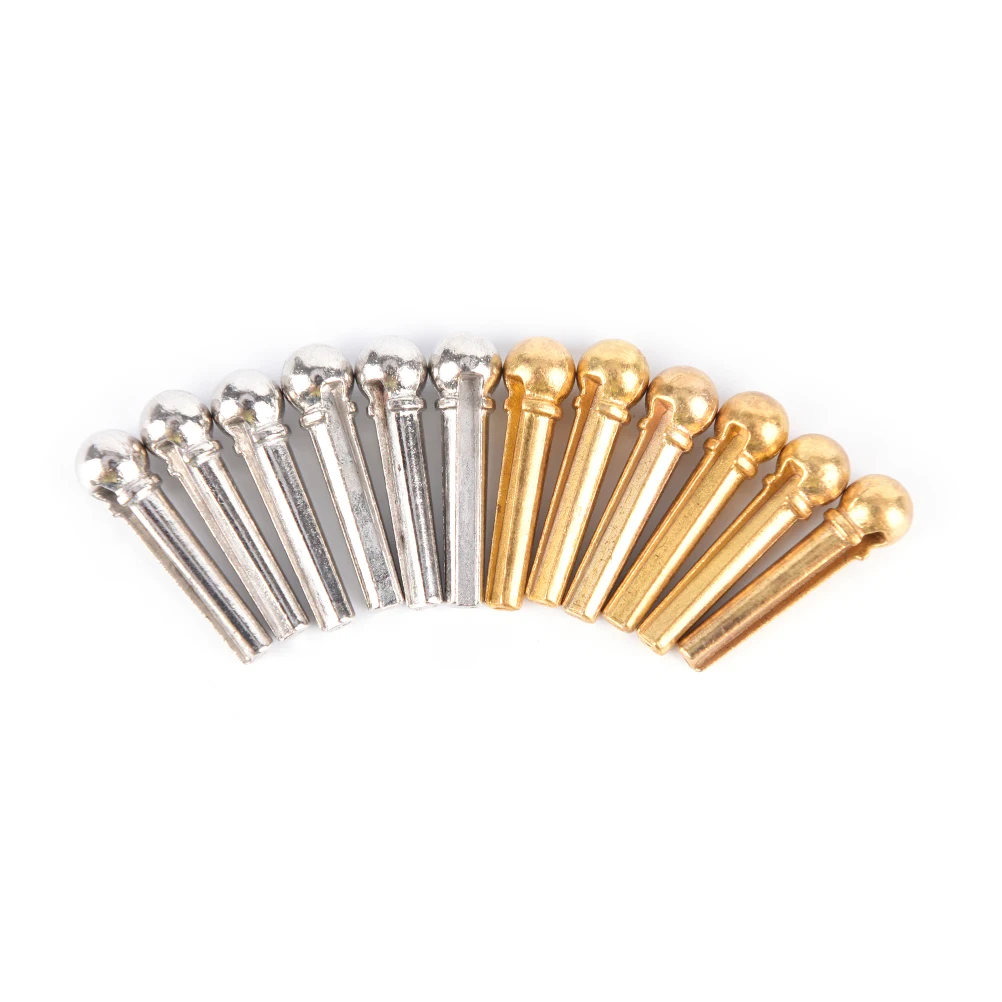 6 Pcs Silver/gold Color Metal Bridge Pin Folk Acoustic Guitar String Peg Nail