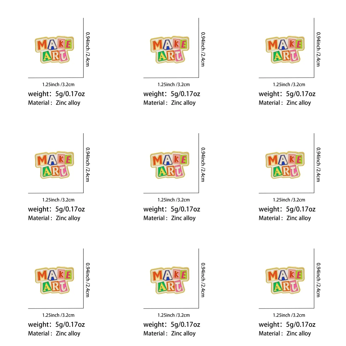 9pcs MAKE ART Enamel Pin Set Creative Quotes Brooch For Coat Brooches Collar Lapel Pins Metal Badges Jewelry Gift for Friends