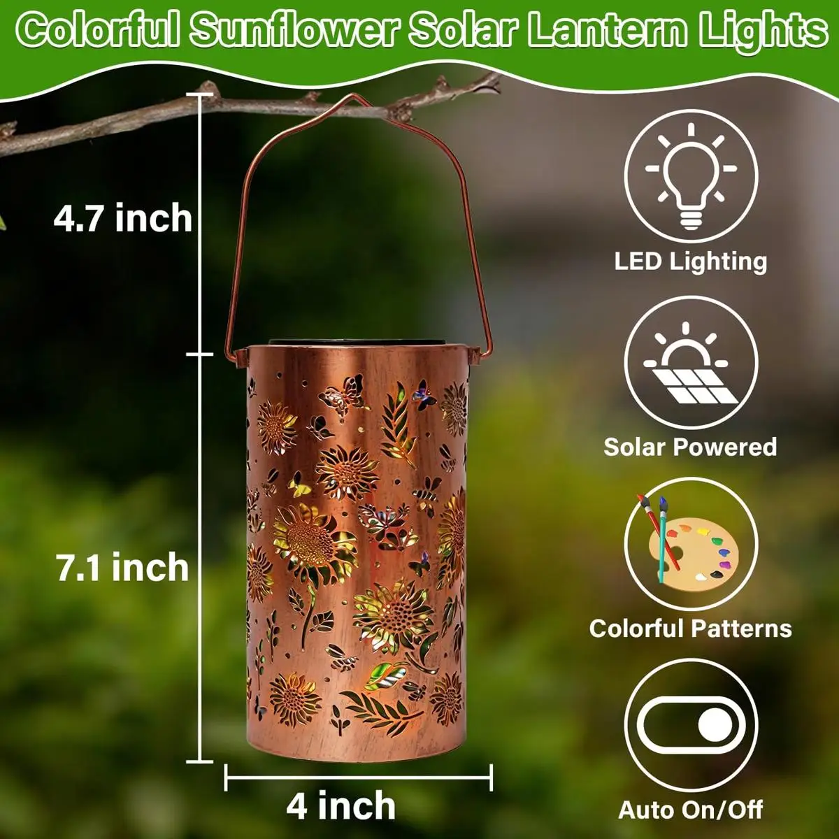 Solar Lantern Bright LED Waterproof Outdoor Garden Lighting Warm White Hanging Pathway Colorful Porch Patio Yard Decor Yard Art