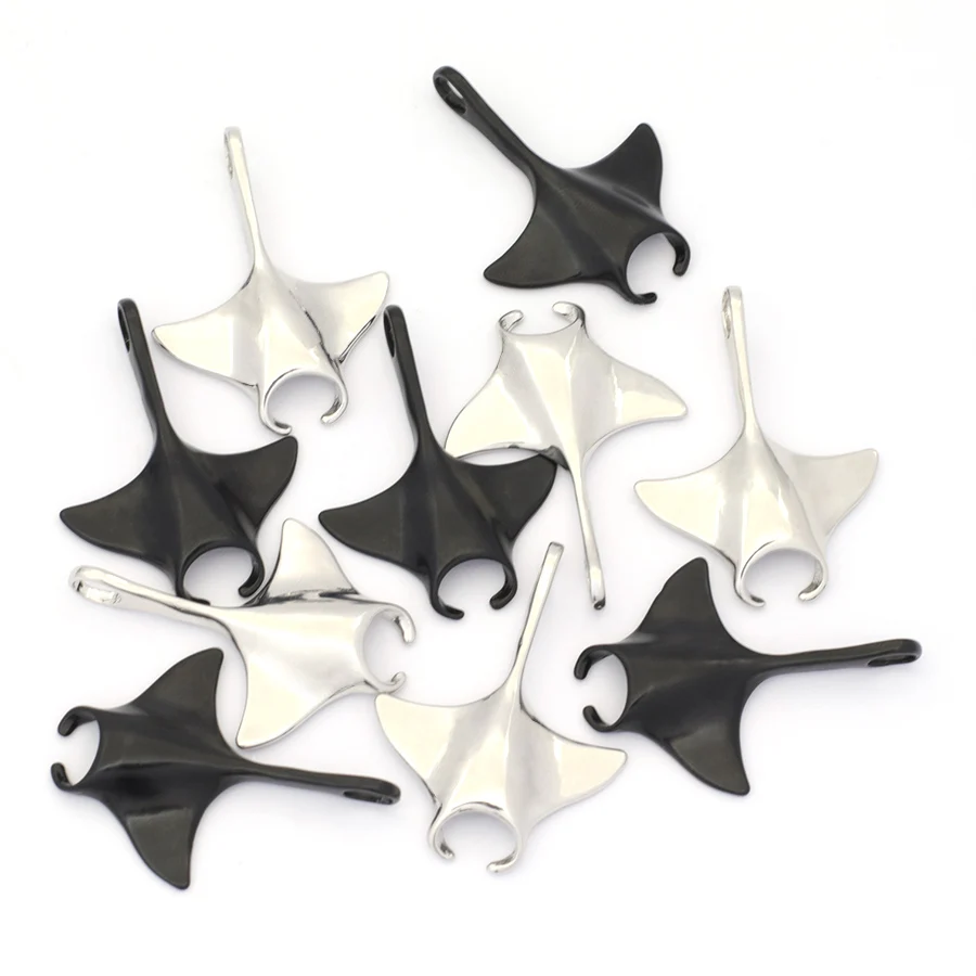 Economic 5pcs/Pack Animal Metal Beads For Jewelry Making Marine Life Anchor 8 Styles Black Silver Color DIY Bracelet Necklace