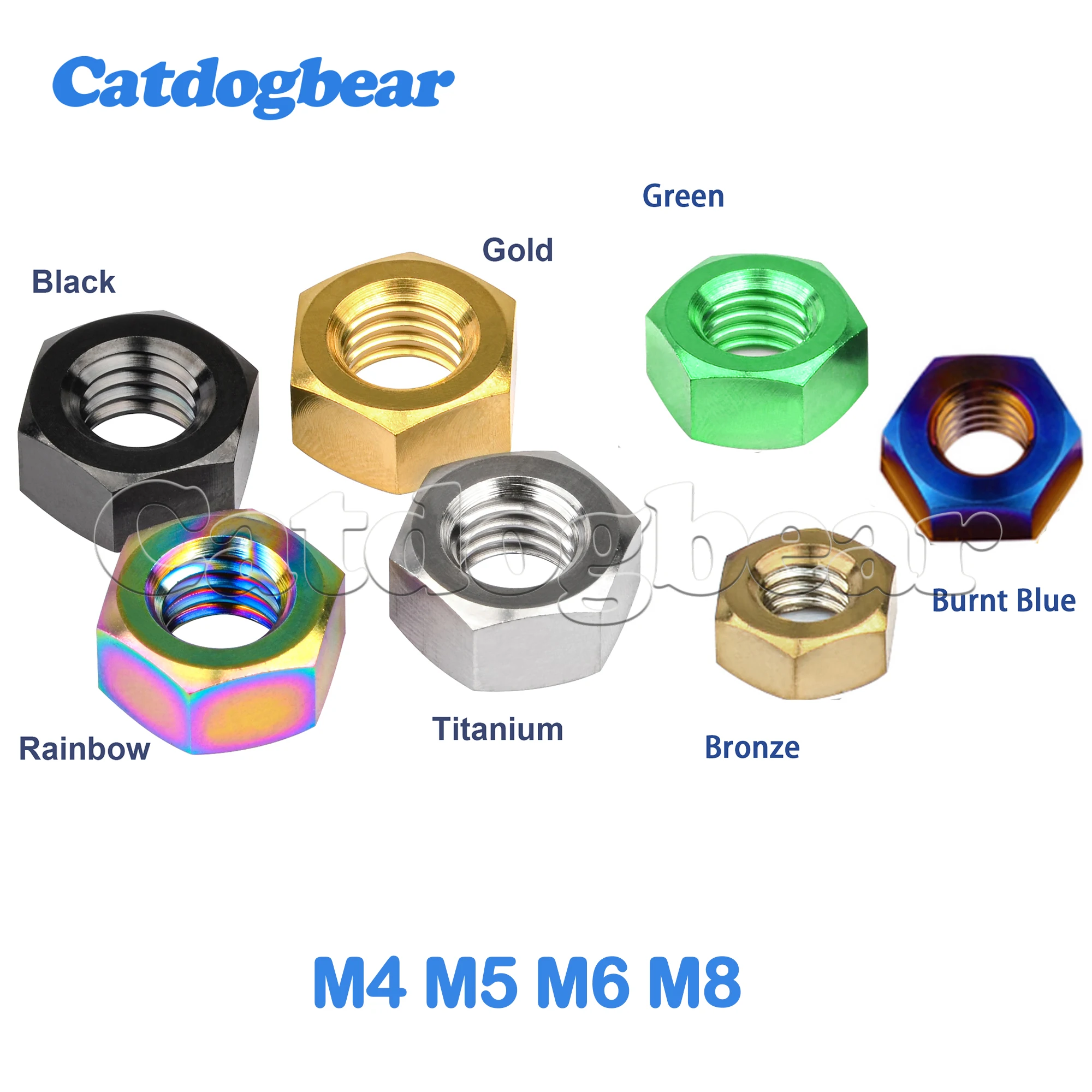 

Catdogbear Titanium Ti Nuts M4 M5 M6 M8 Hex Nut for Bike Motorcycle Car Boat Fastening Nut