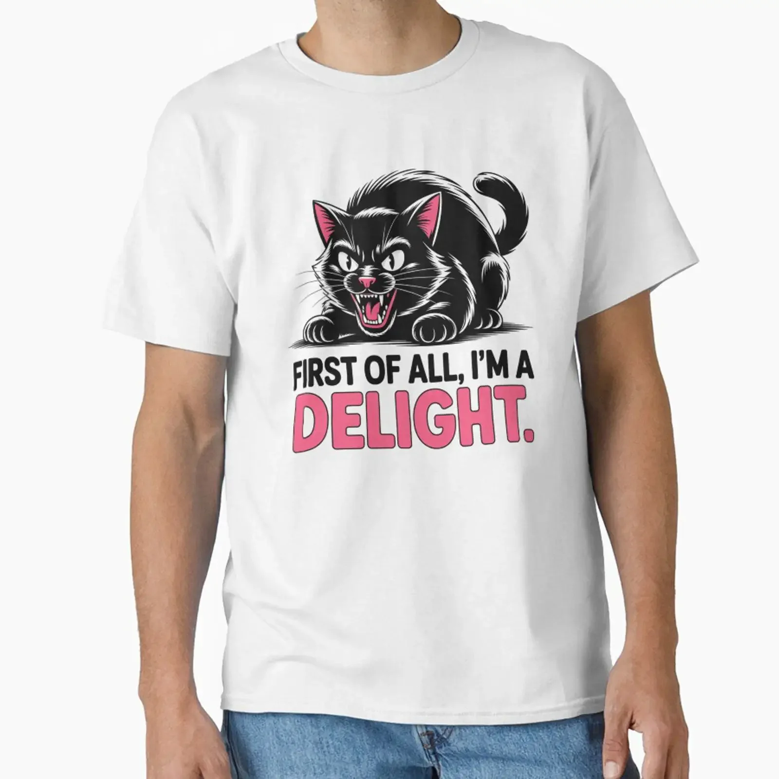First of All I'm a Delight Roaring Black cat designed and sold by ZACK ART vintage Washed Slightly fashion Unisex graphic