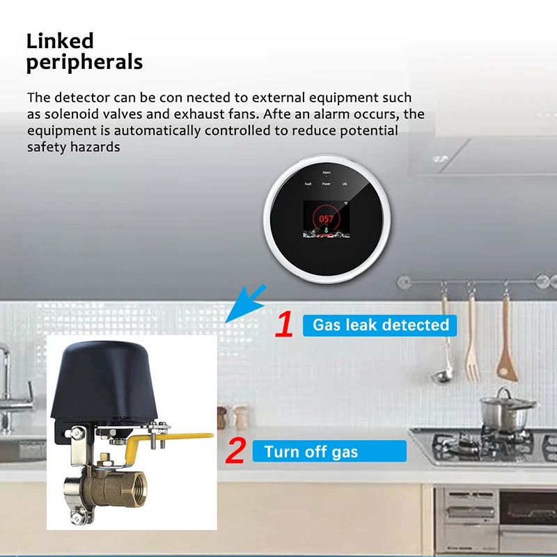 Sensor inteligente de alarma de Gas Natural, Detector de seguridad contra incendios, Control por aplicación para el hogar, monóxido de carbono, intoxicación, humo y Gas, CO