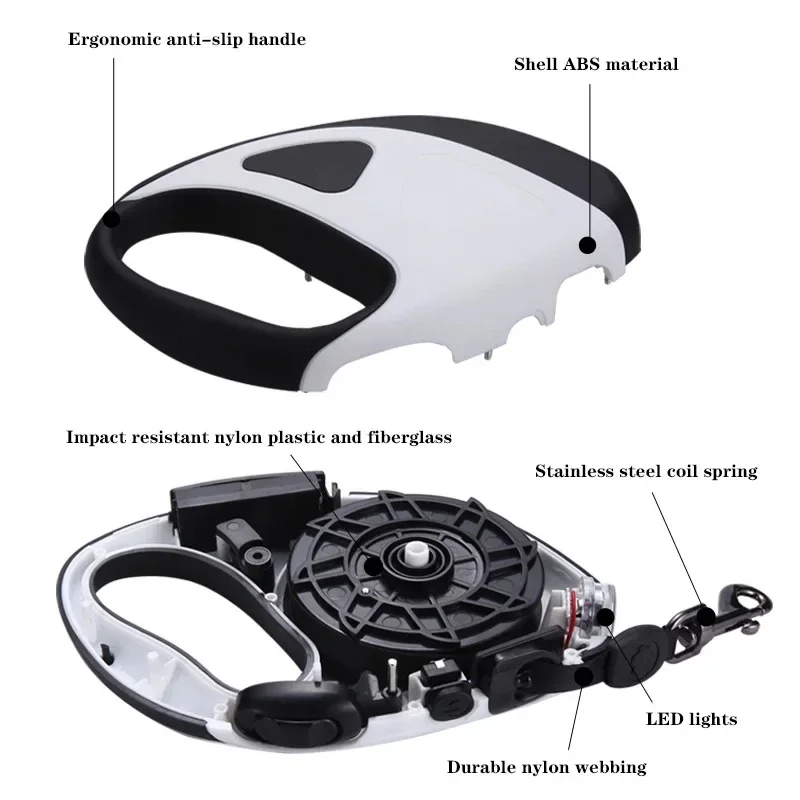 Pet Dog Retractable Leash With LED Light Shining 3m/5m Automatic Stretching Dog Hand Holding Dog Fiber Rope Pet Supplies