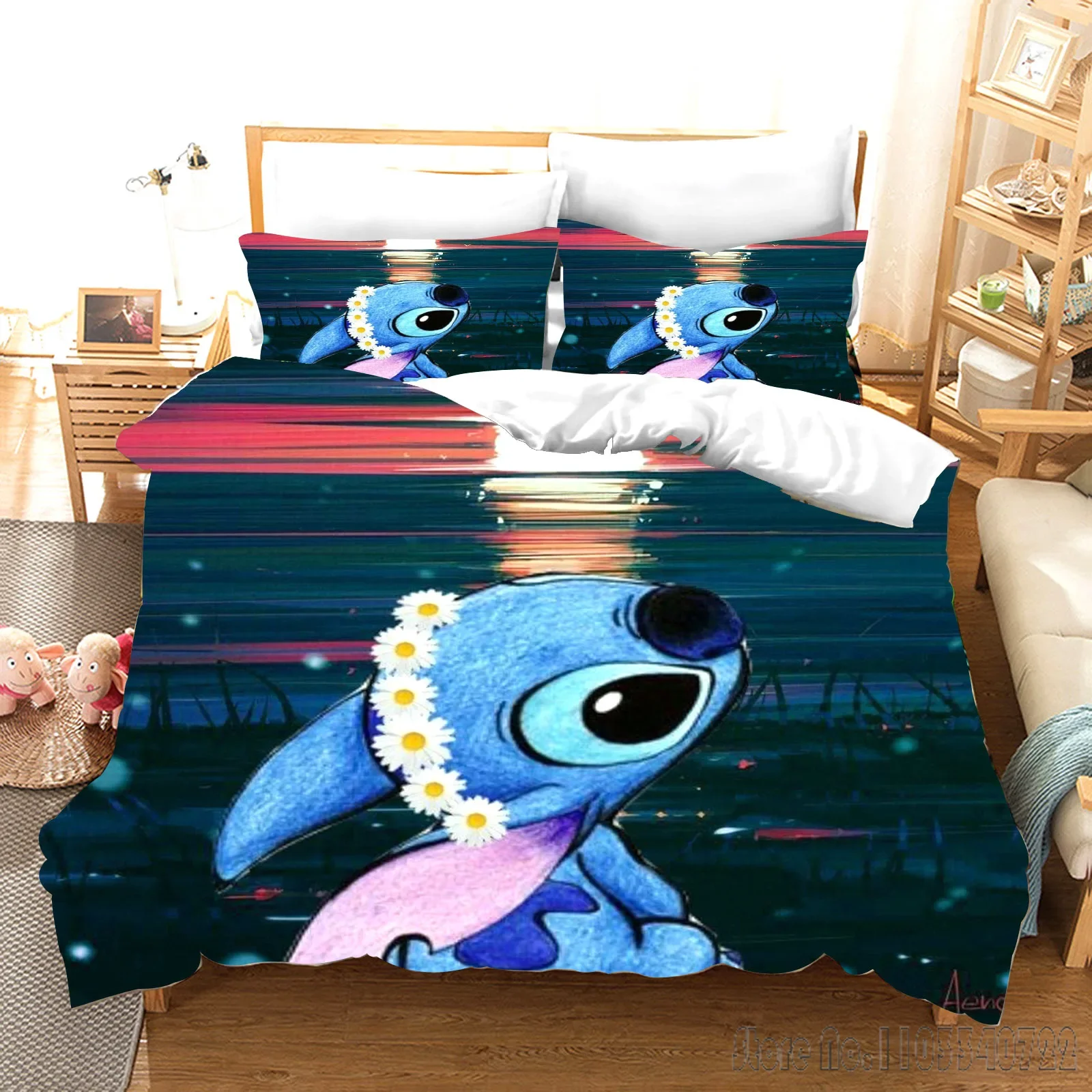 Lilo & Stitc Cartoon Liefde Kind Dekbedovertrek Set HD Trooster Cover Beddengoed voor Kinderen Beddengoed Sets Slaapkamer Decor