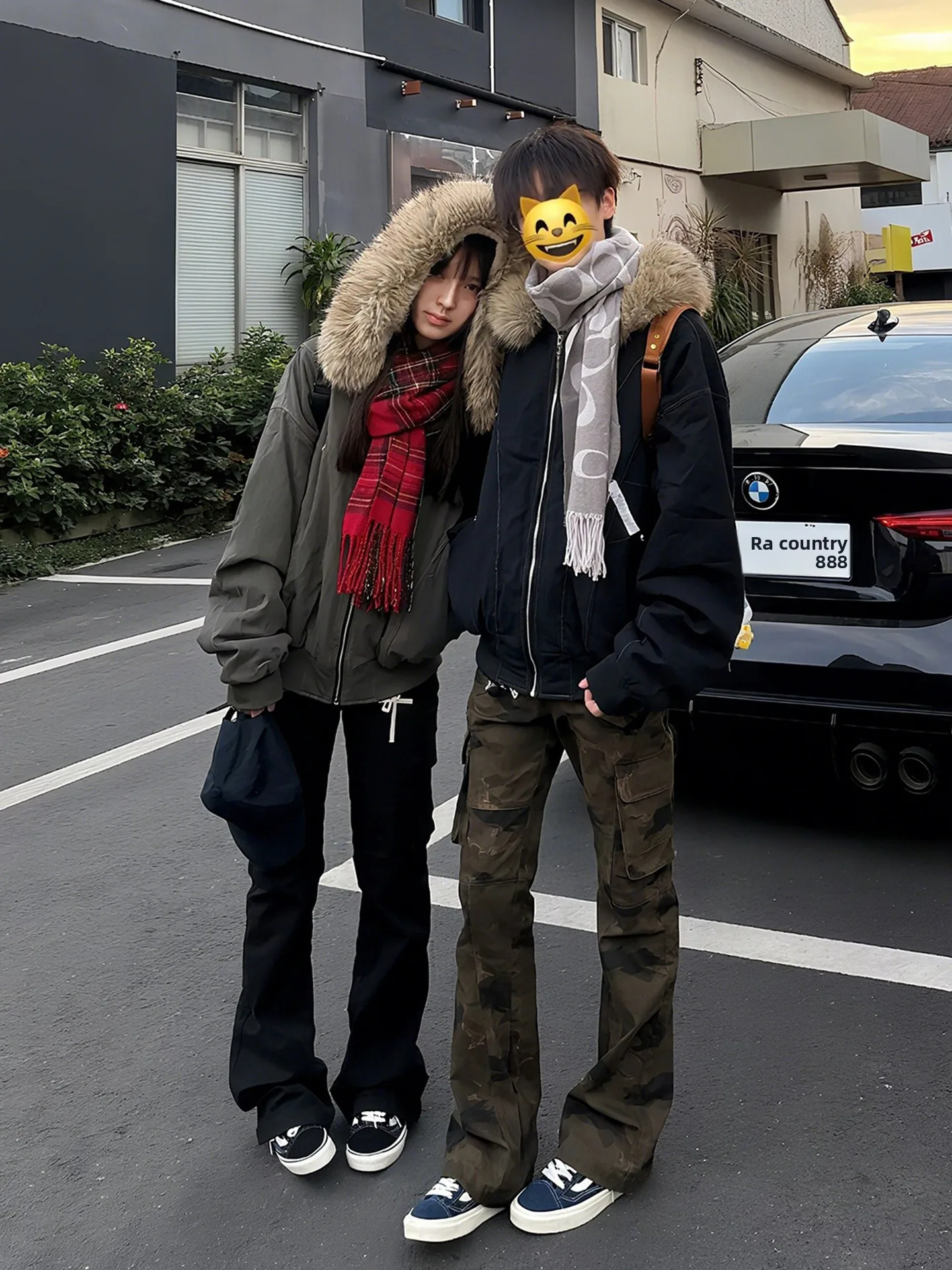 

American Sle Thiened Winter Cotton Jaet Men's Casual Parka Coat with Large Fur Collar Warm ort Outerwear for Couples