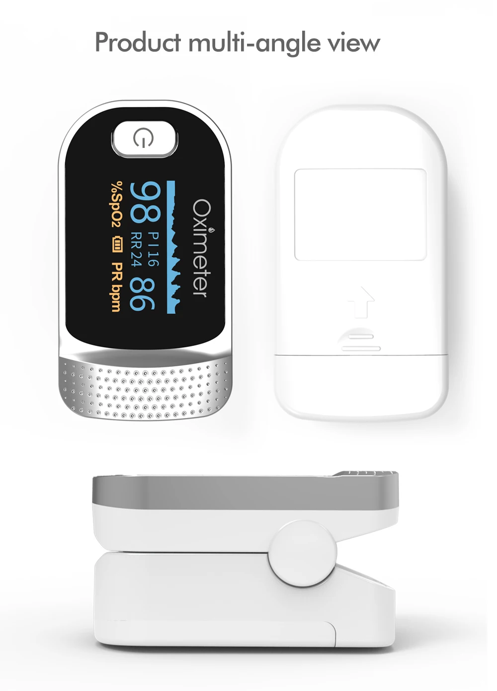 KIUZOU Finger Pulse Oximeter SPO2 PR PI RR Blood Oxygen Saturation Meter Heart Rate Monitor OLED Oximetro De Dedo gallery 4