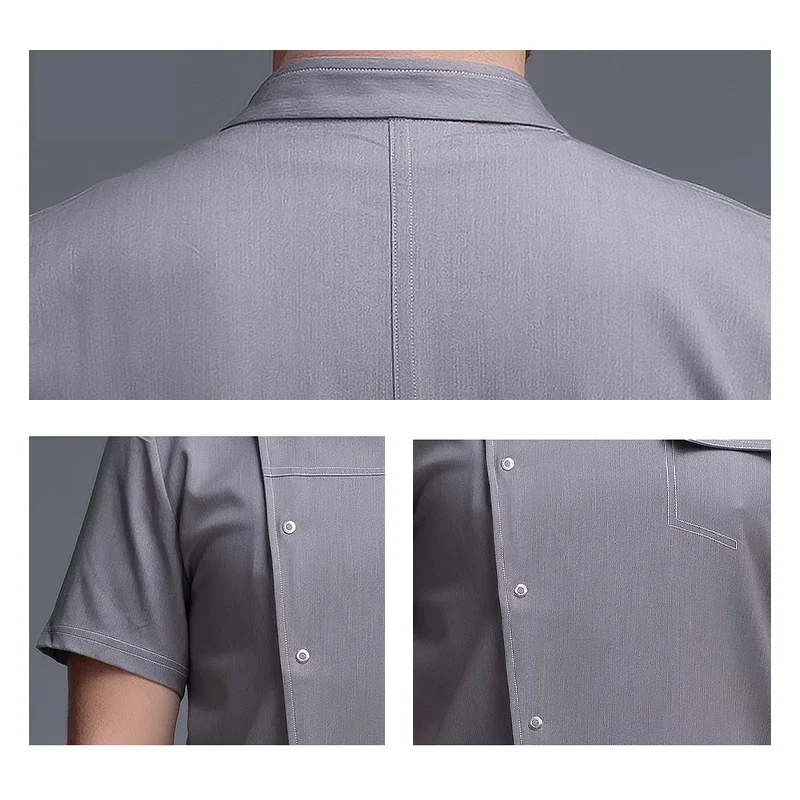 調理ジャケット半袖シェフ制服ベーカー作業服ウェイターレストランホテル服シェフシャツ男性用クックコート