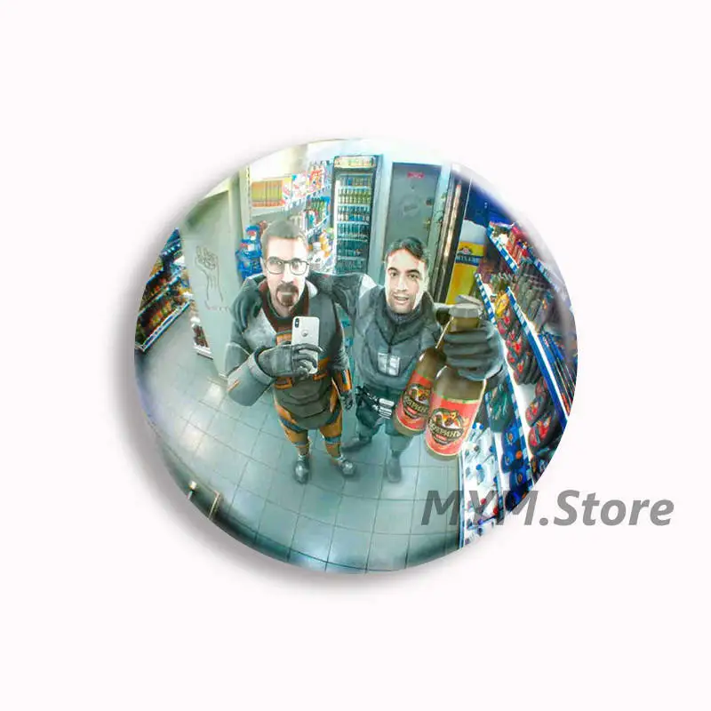 Half Life Barney Calhoun Anime Pins Black Mesa Research Facility Logo Brooches Gordon Freeman Funny Meme Badge Bag Decor Gifts