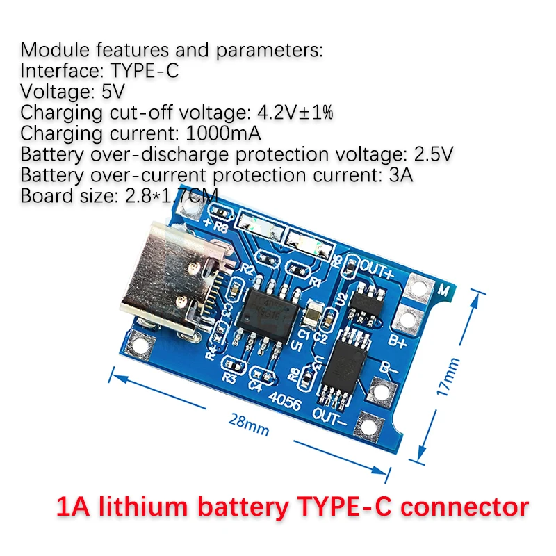 5/PCS New TP4056|18650 lithium battery 3.7v 3.6V 4.2V lithium battery charging board 1A overcharge and over discharge protection