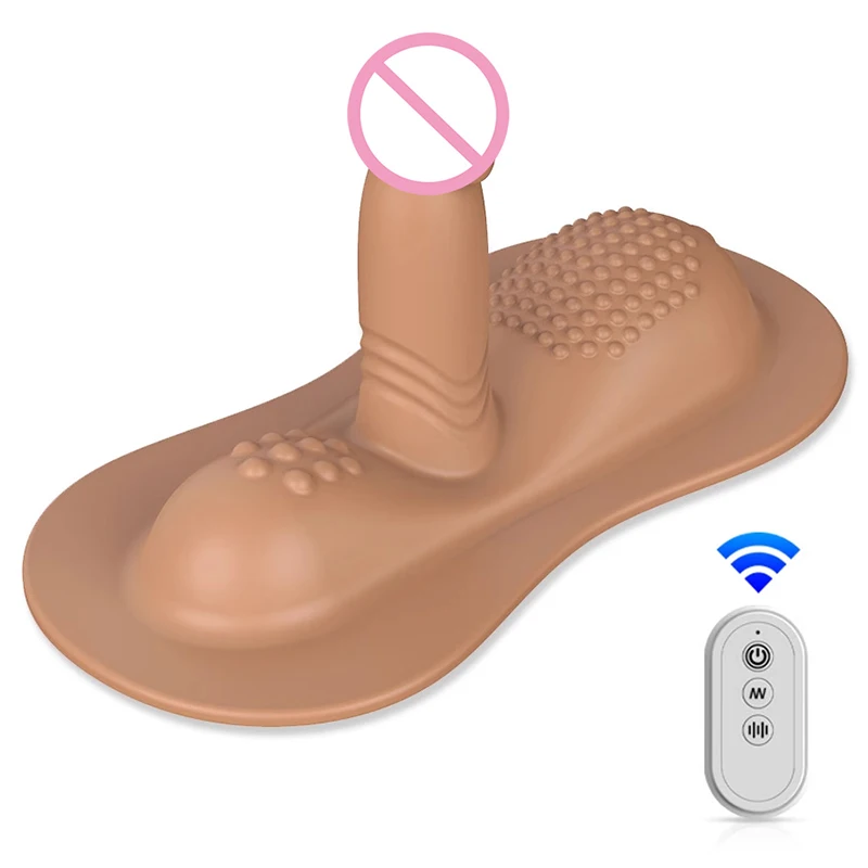 Wirelessly Remote Controlled 10-Vibrating-Mode Dildo Mount Clitoris & Anal G-spot Stimulator Adult Sex Toy for Women