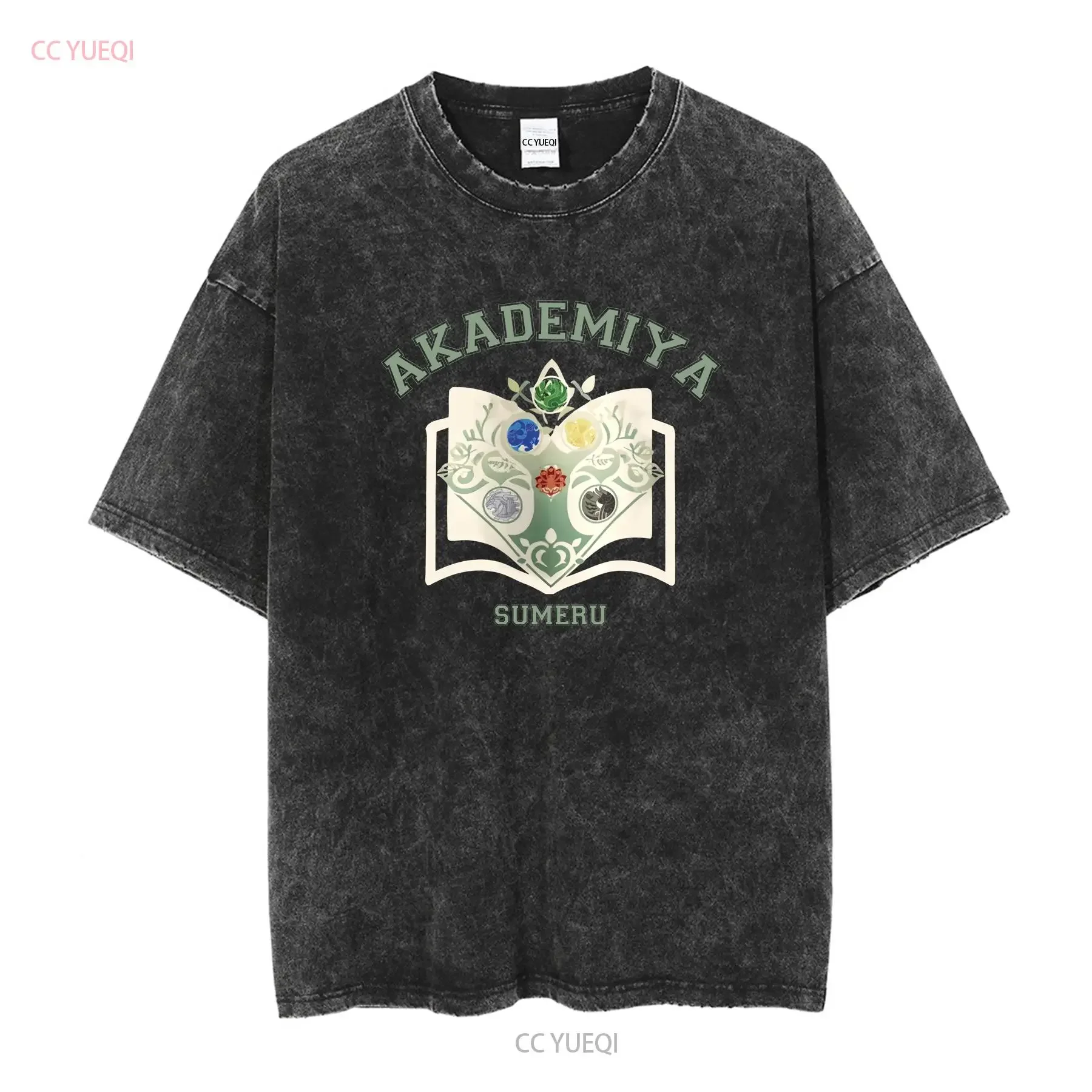 Genshin Impact Sumeru Akademiya College T Shirt Darshan Collegiate Varsity long or short sleeves vintage Washed