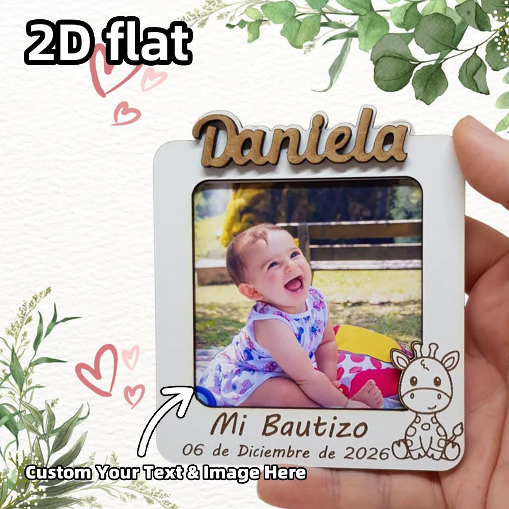 Personalized baptism photo frame, wooden photo frame tiles, economical baptism gift, newborn gift, baby memorial photo frame