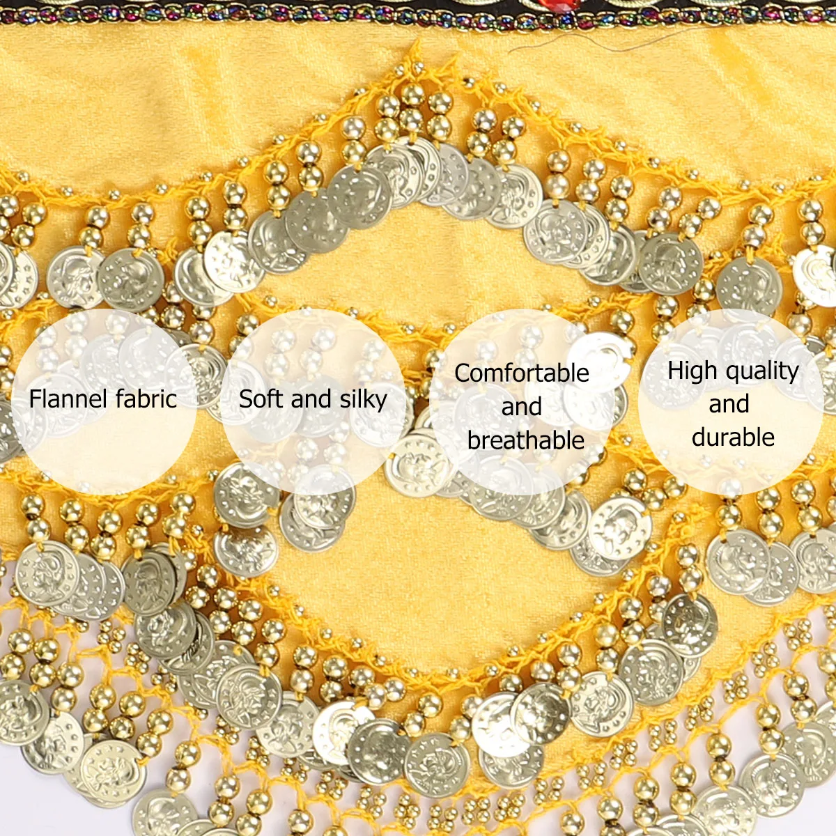 

1 pc Belt Hip Scarf Women Skirt Light Weight Coin Adjustable Tie Practice Fashion Accessory