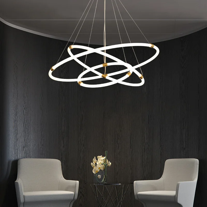 Modern Suspension Ring Ceiling Chandelier Alexa For Bedroom Living Room Lighting Decoration Glossy Chandelier Free Shipping