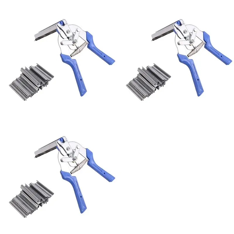 B97A-3X Hog Ring Plier Tool With 1800Pcs M Clips Staples Chicken Mesh Cage Wire Fencing Anti-Slip Handle Hand Tools