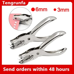 1pcs 3mm/6mm Mini Stainless Steel Punch Single Hole Punching Pliers Hand Press Pliers Binding Ticket Checking Punch