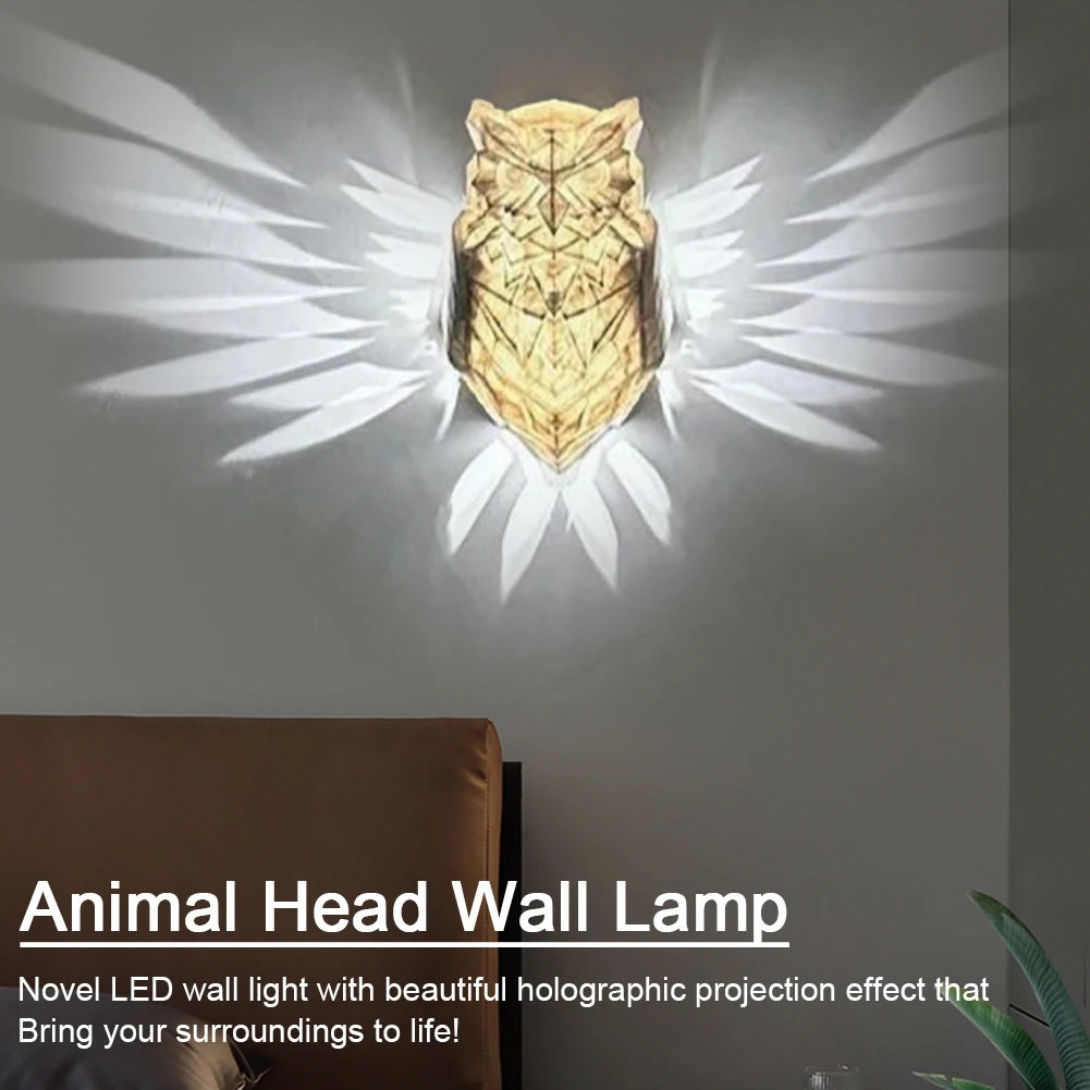 

Bird Wall Lamp Halloween Owl Eagle Shape Projector Modern Creative Atmosphere Sconce Light 3D Print Body Animal Lighting Lustre