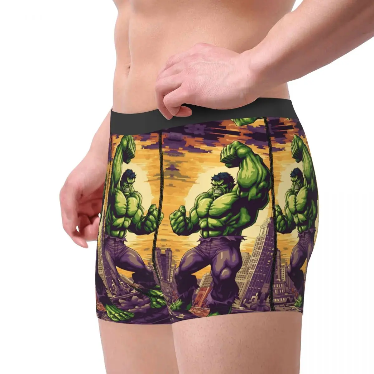 Novità maschile personalizzata Hulk Incredible Glow Intimo Cartoon Movie Boxer Slip Pantaloncini morbidi Mutandine Mutande