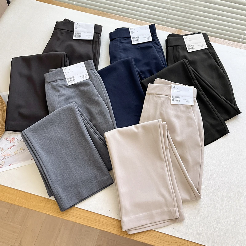 بنطلون رسمي بخصر مرتفع وساق مستقيمة، سروال كاجوال للنساء، موضة الخريف، نمط عملي أنيق، بنطلون متعدد الاستخدامات يمنح مظهراً نح... #3