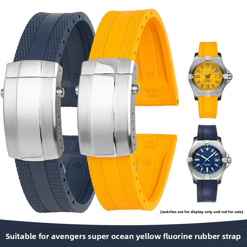 For Breitling Yellow Wolf Sea Wolf Blackbird Wristband Avenger Night Mission SB01 Fluoroelastomer Watch Strap