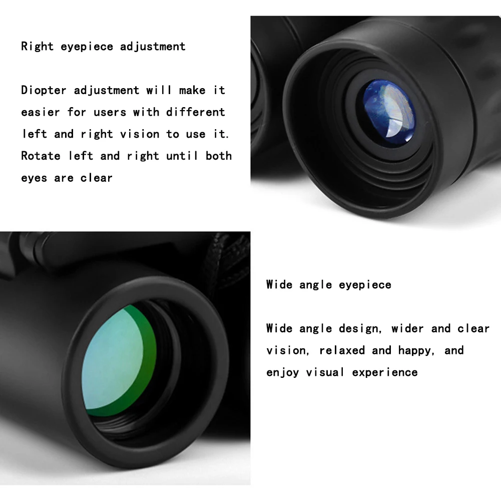 HD Zoom Portable Binoculars Long Range Telescope for Hunting Central Focus Knob Binoculars Lightweight Telescope