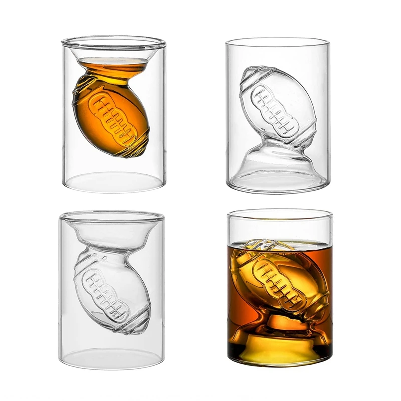 Football Reversible Shot Glasses With 3D Relief Football Ball Shape Inside