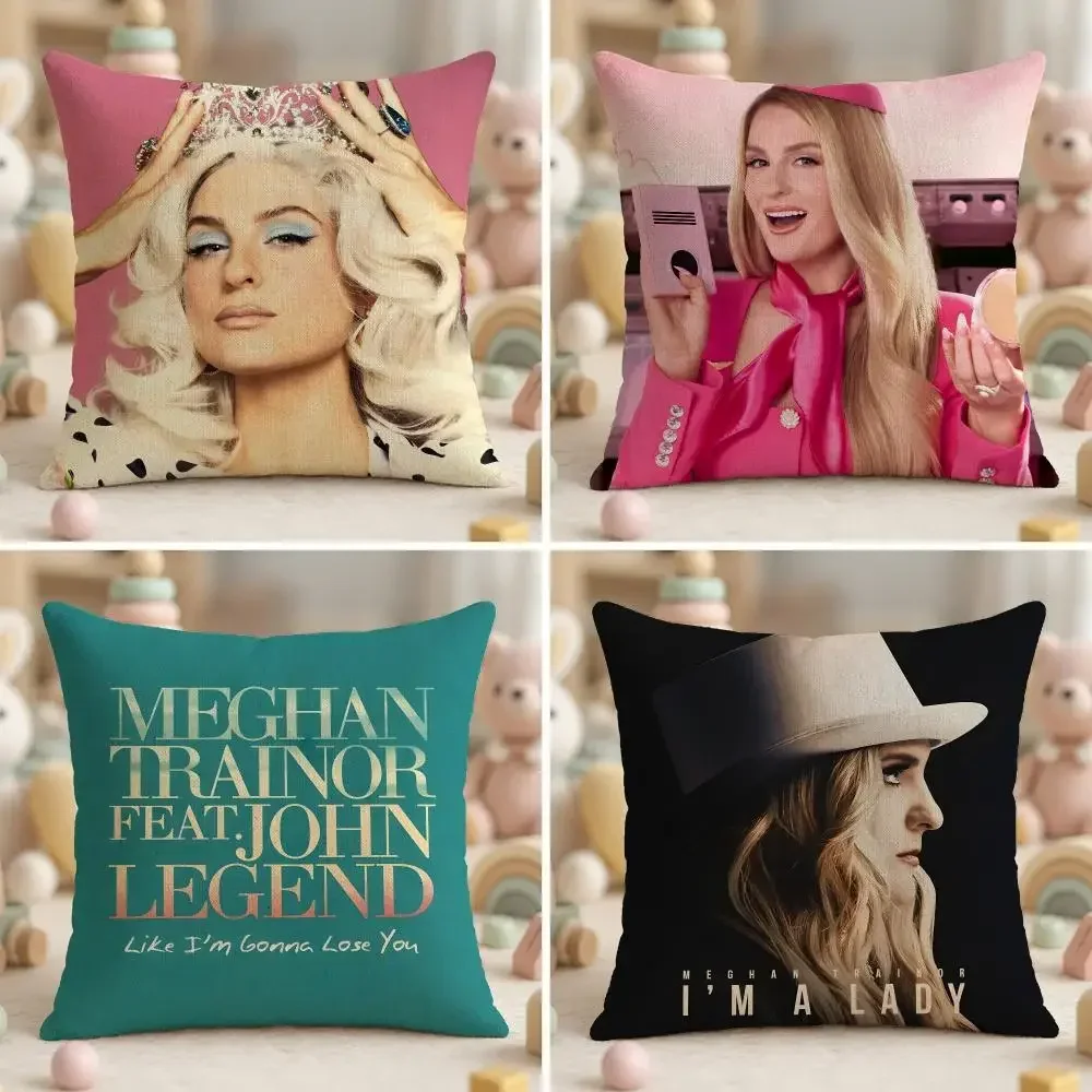 Pop Singer M-Meghan TrainorS Cushion Cover Ultra Soft Throw Pillow Cover Skin Friendly for Sofa Bed Home Decor Gift