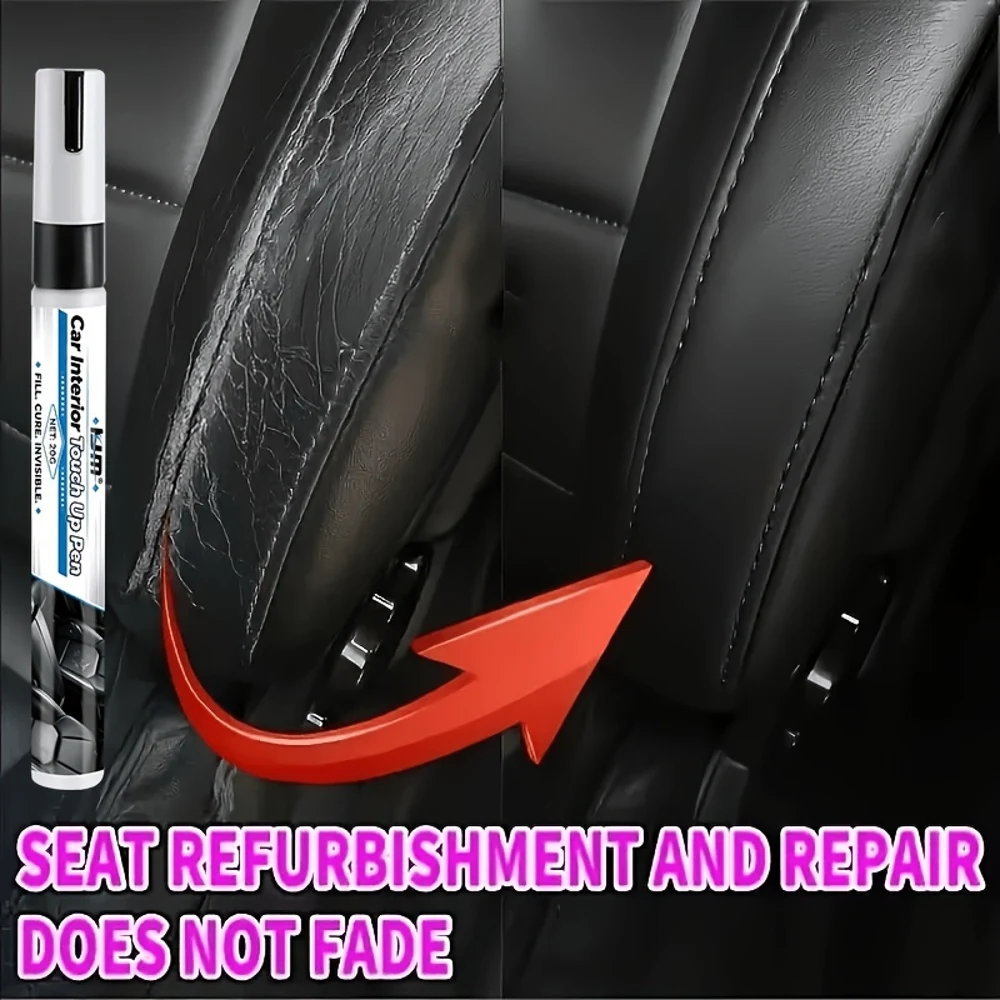 Car Interior Black Plastic Repair Paint Marker, Quick Fix Scratches, Discoloration & Wear on Steering Wheel, Dashboard, Console,