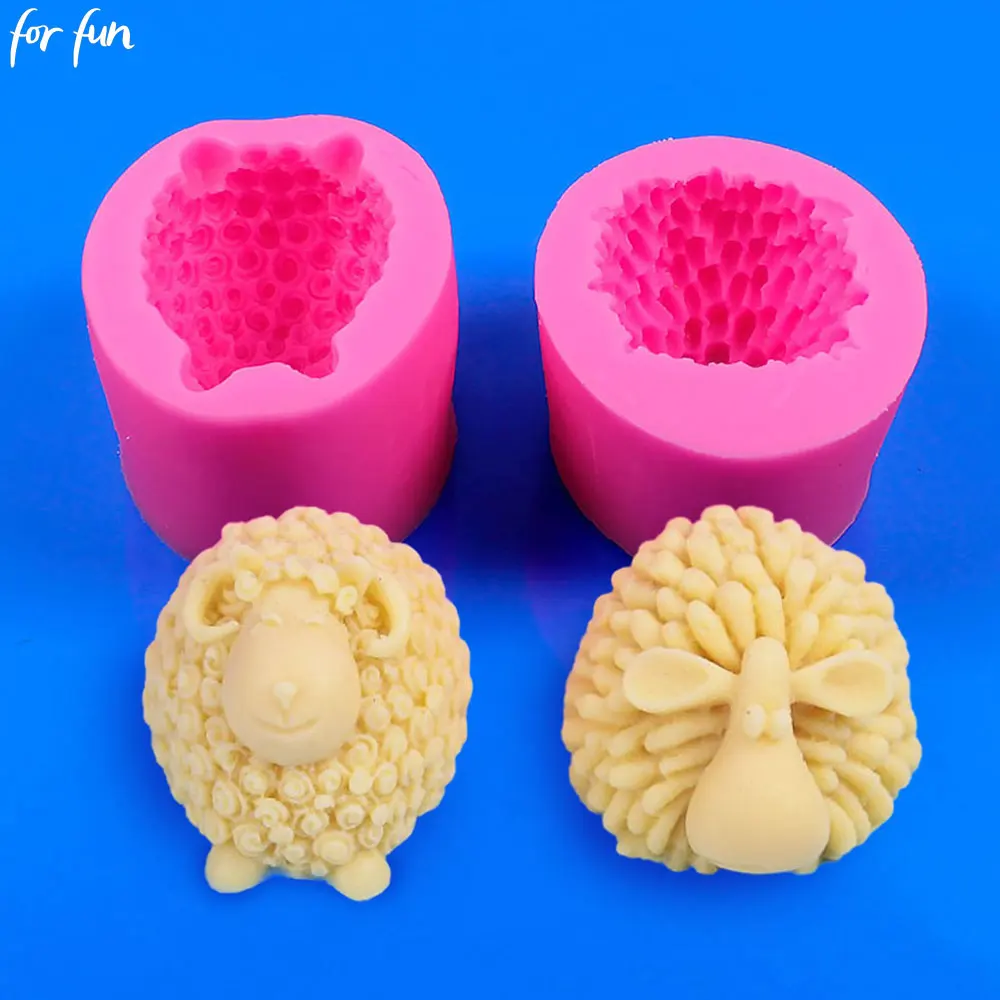 For Fun 3D Sheep Lamb Silicone Molds Sugar Flipping Chocolate Cake Mold DIY Aromatherapy Candle Gypsum Clay Resin Mold Decorat