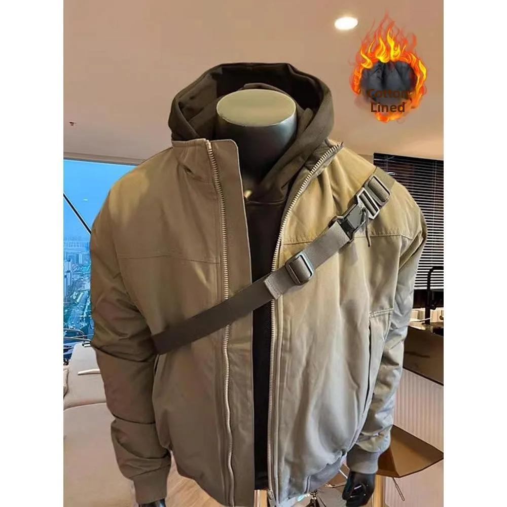 

Cool American Sle Baseball Flight Jaet Men's Stand Collar Waterproof Polyester Casual Faion ort Length Coat