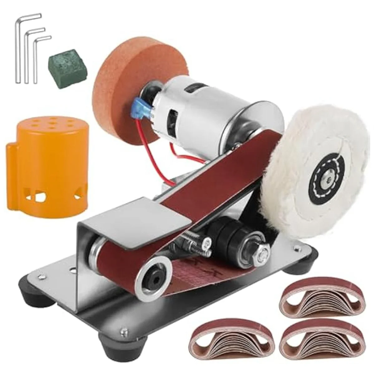 Mini Belt Sander,15 Degree Electric Belt Grinder,7 Adjustable Speed Electric Knife Polishing Sharpener Machine EU PLUG