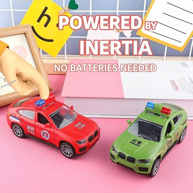 Inertia City Service Police Car Toy Drop-resistant Openable Doors Inertia Drive For Kids Birthday Gifts