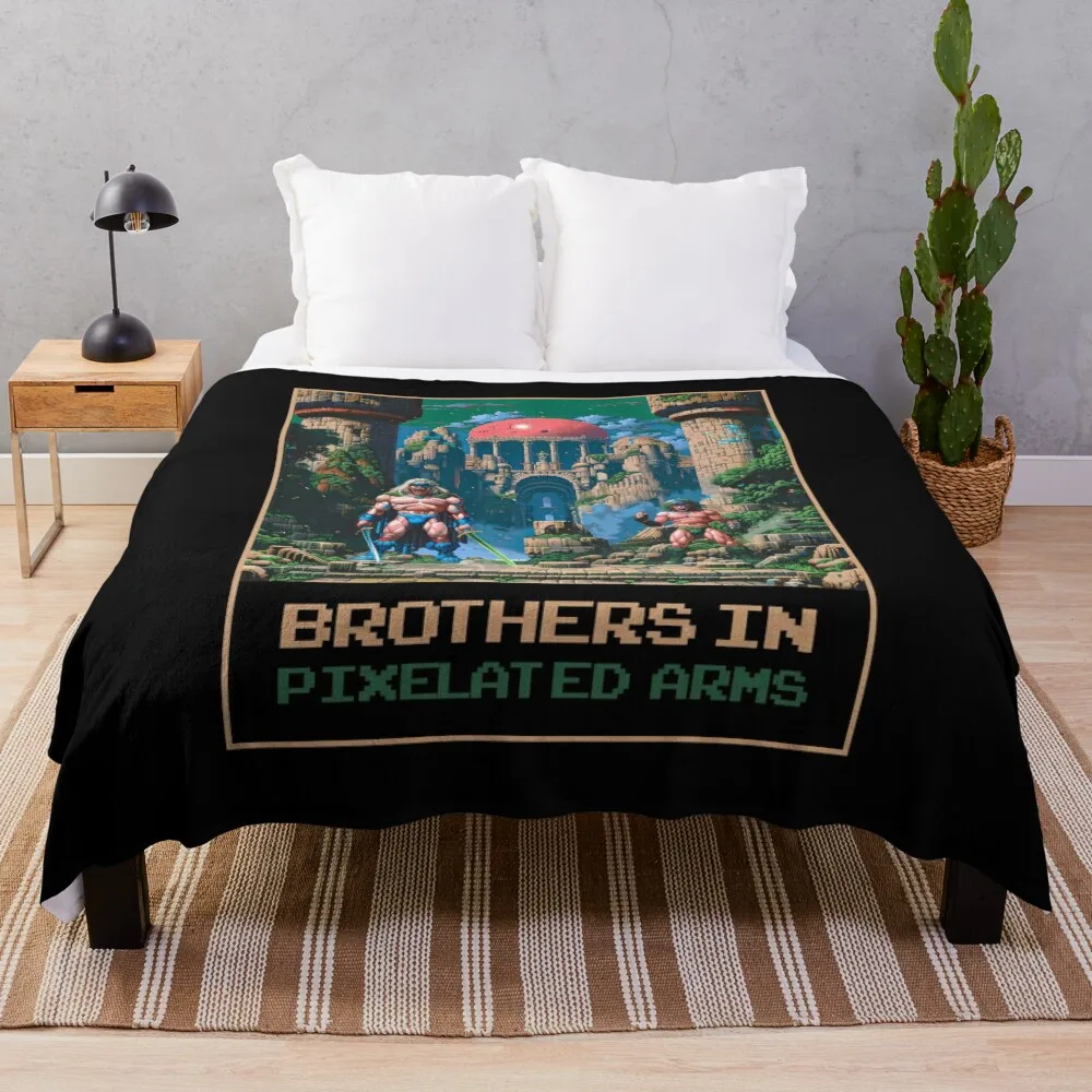 

Brothers in Pixelated Arms Throw Blanket Cute Comforter Blankets