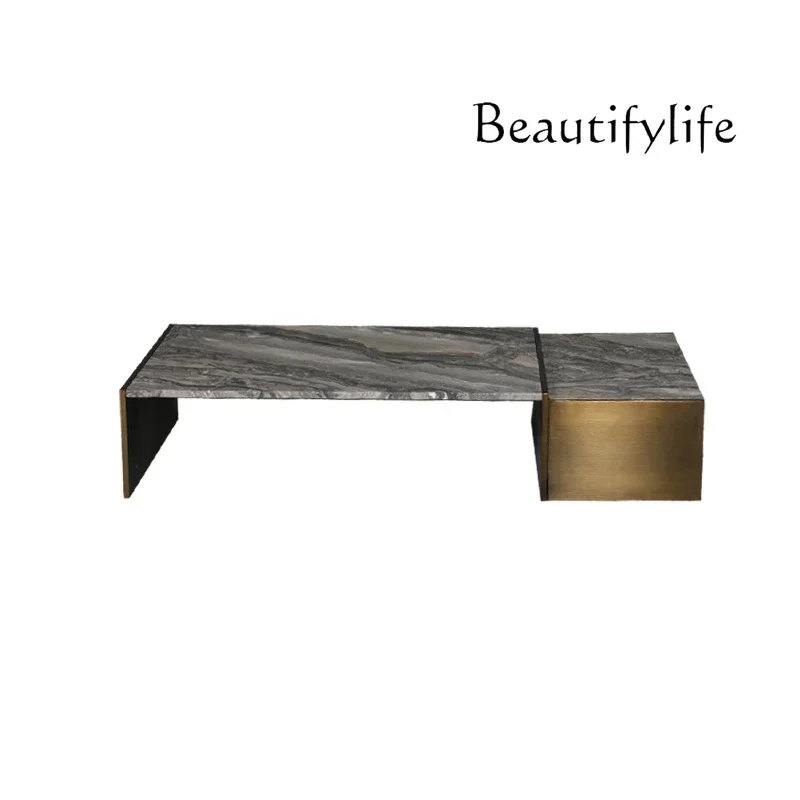 

N Nordic light luxury coffee table modern home villa living room simple stainless steel small apartment modern combination squar