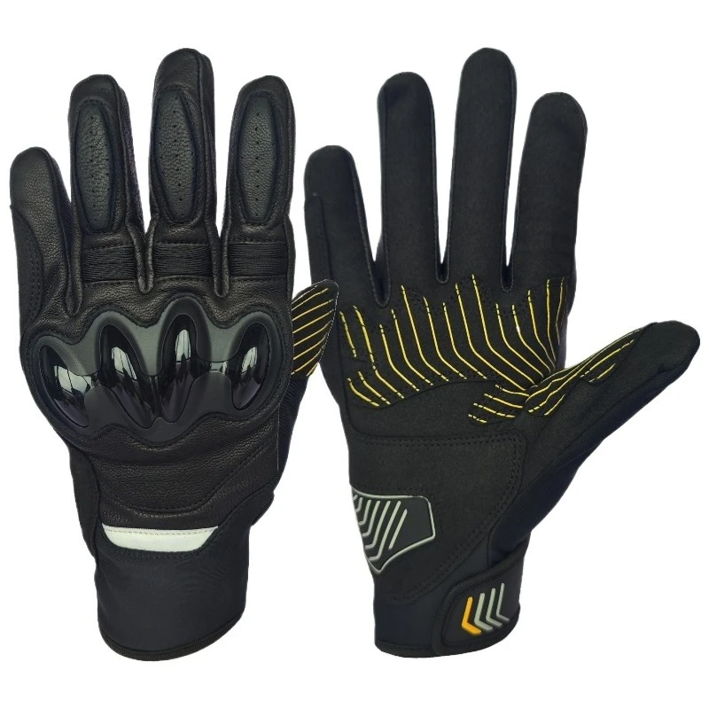 

Black sheepskin non-slip, wear-resistant, sweat-absorbing and warm, winter leather motor driving bicycle racing gloves