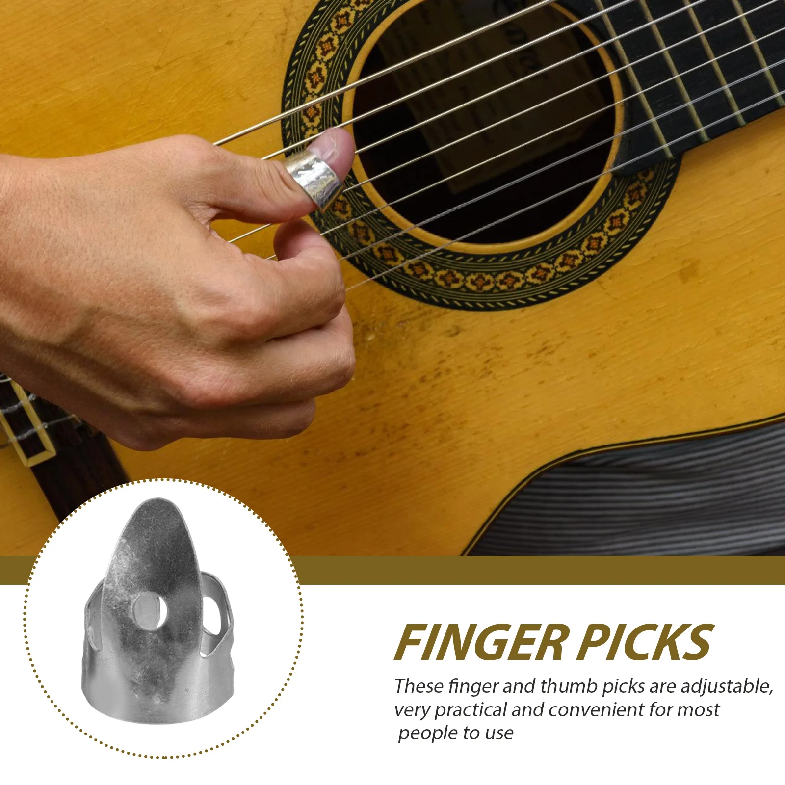 

12 Pcs Guitar Finger Stall Pick Acoustic Picks Sleeves Metal Electric Cot Thumb