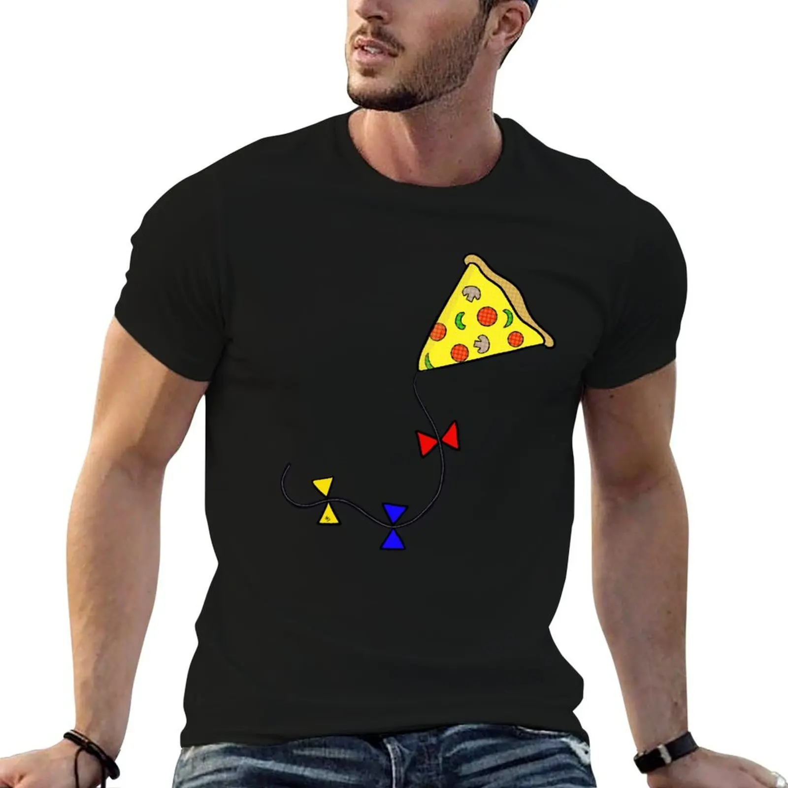 Pizza Kite T-Shirt anime topping Men's clothing