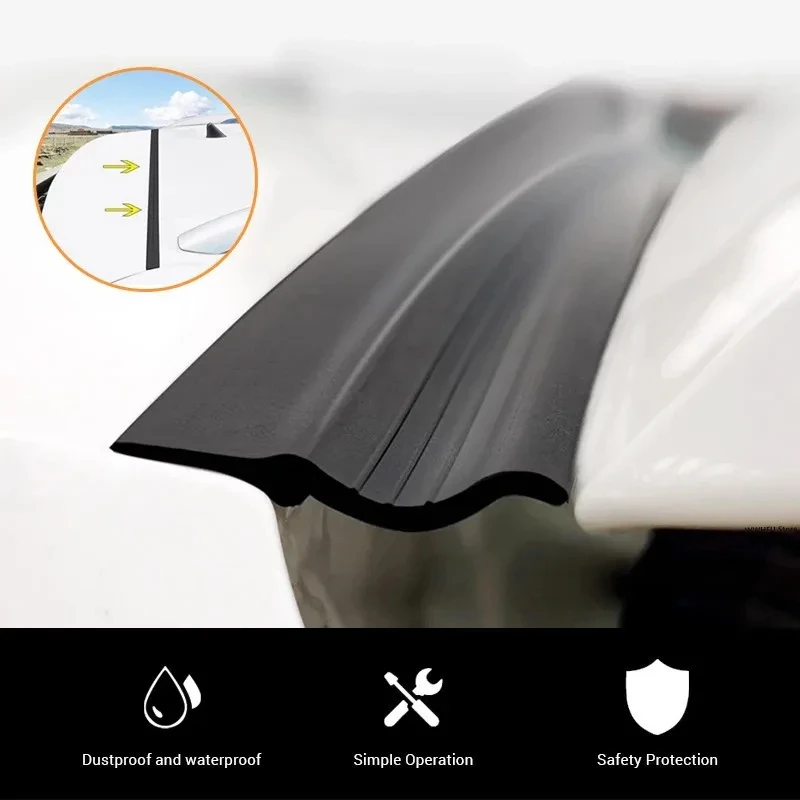 Fita de Borracha para Vedação de Abertura do Porta-Malas de Carro, Adesivo de Borracha Preto para SUV e Hatchback, Acessórios Automotivos à Prova de Poeira para a Borda Superior