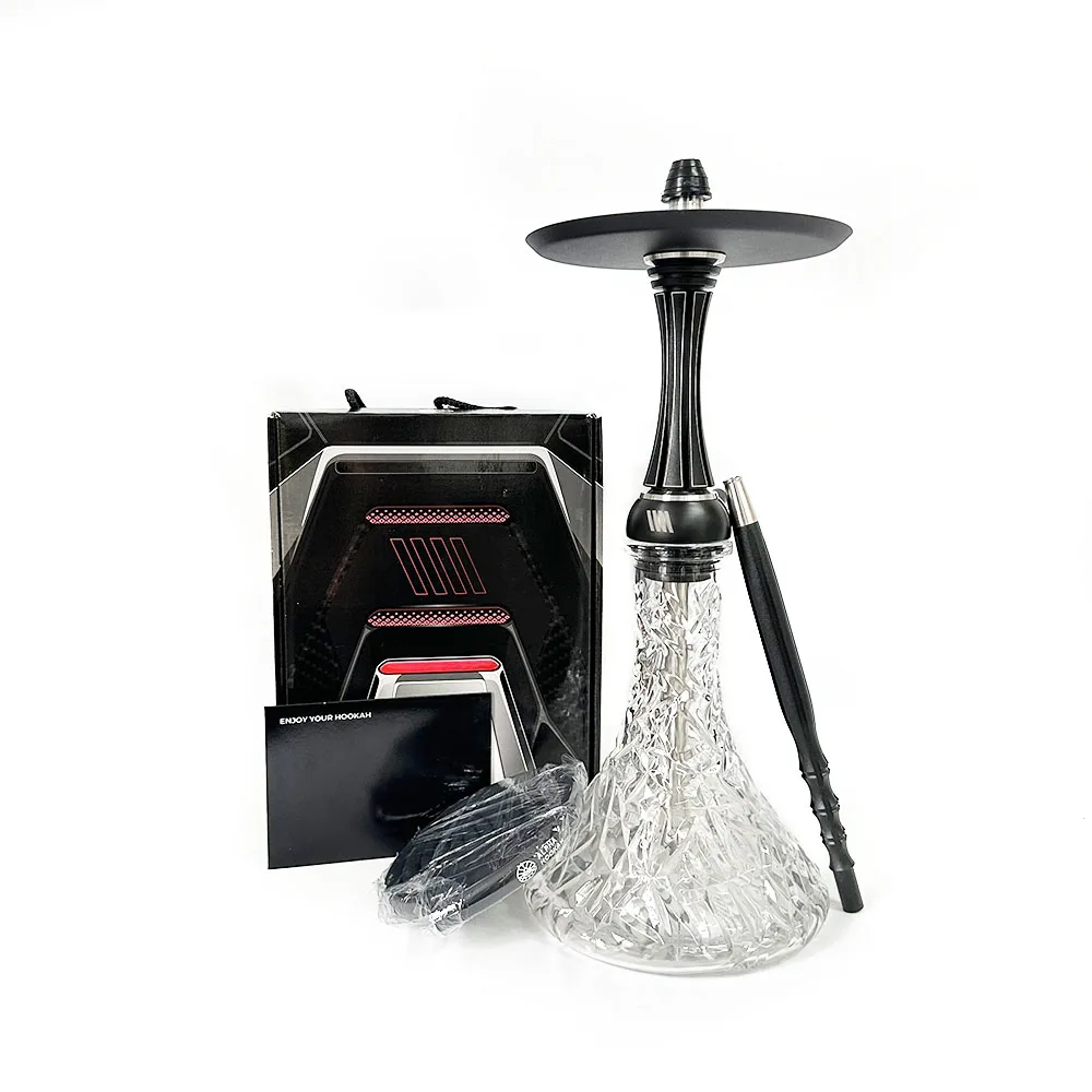 Alpha Hookah Model X Reverse Black Matte Stainless Steel Narguile Shisha Smoking Set Hookah Without Bottle