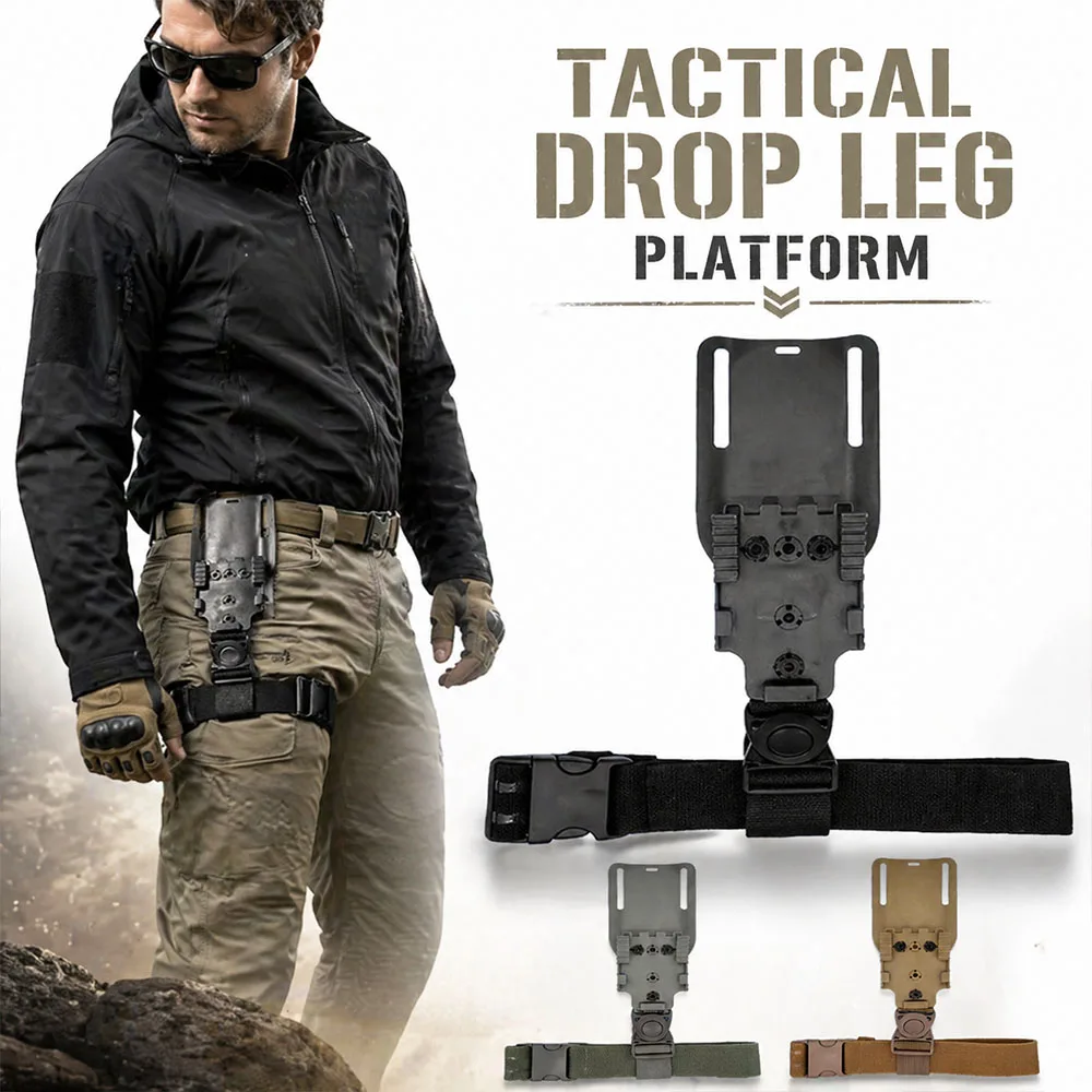 

Tactical Waist Drop Leg Platform with Quick Release Strap Low Ride Universal Holster Paddle Adapter for Hunting Airsoft Gear