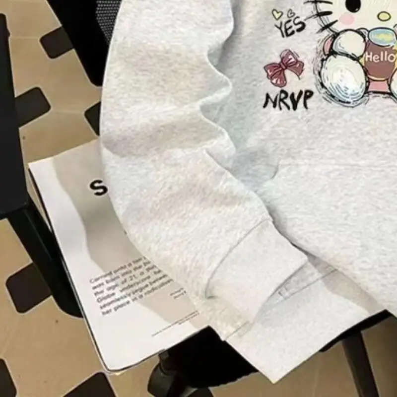 Simple Cartoon Print Pullover Top Trend American Lazy 2025 Autumn Winter Hooded Sweatshirt Men Women Kawaii Anime Fashion Casual