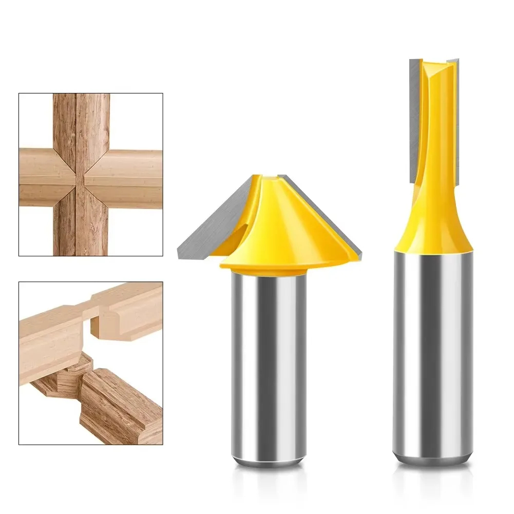

2 шт., 12 мм, 1/2 твердосплавные V-образные шиповые фрезы, нож, фрезы с плоским дном, фреза для деревянной двери, окна