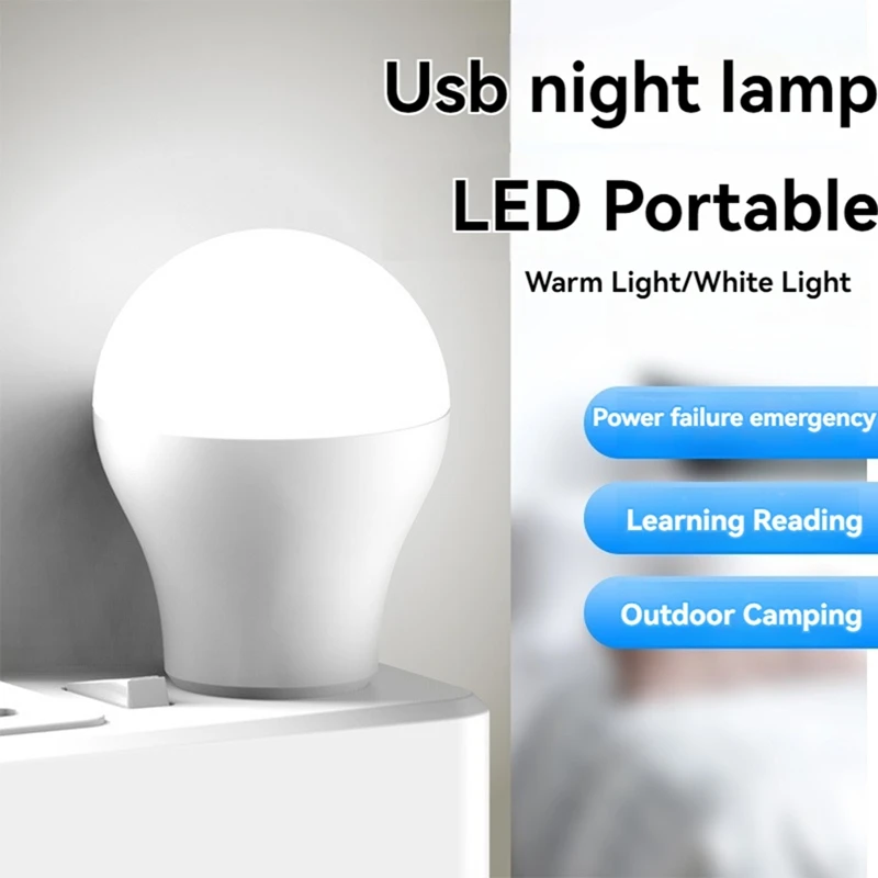 AC17-10Pcs USB Plug Lamp Mini LED Night Light Power Bank Charging USB Book Lights Round Reading Eye Protection Lamp