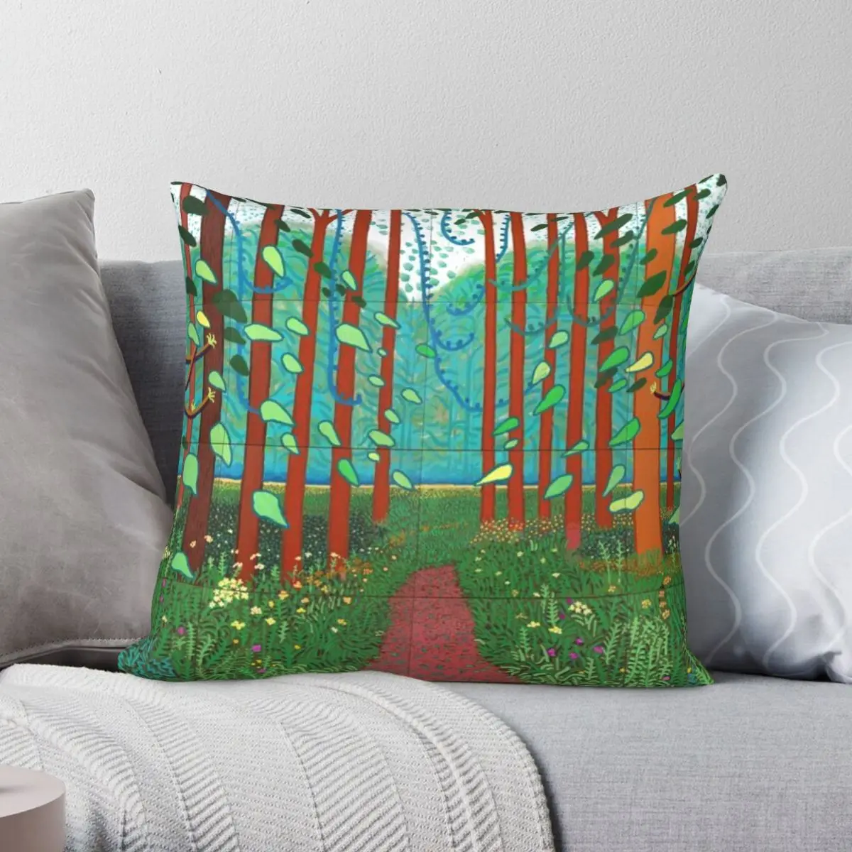 David Hockney Royal Academy Pillowcase Polyester Linen Velvet Creative Zip Decor Home Cushion Cover 45x45