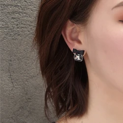 obega original cute black butterfly stud earrings for women korean kawaii black square women's earrings 2024 new jewelry gift