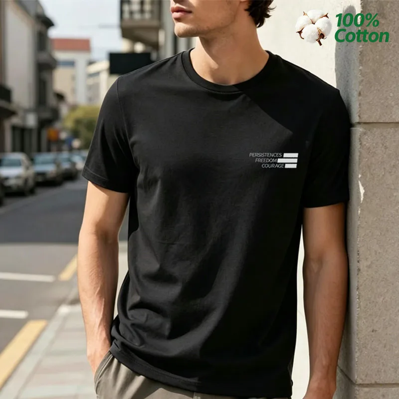 T-shirt imprimé Persistences Freedom Courage pour hommes, 100% coton, décontracté, basique, à manches courtes, à la mode