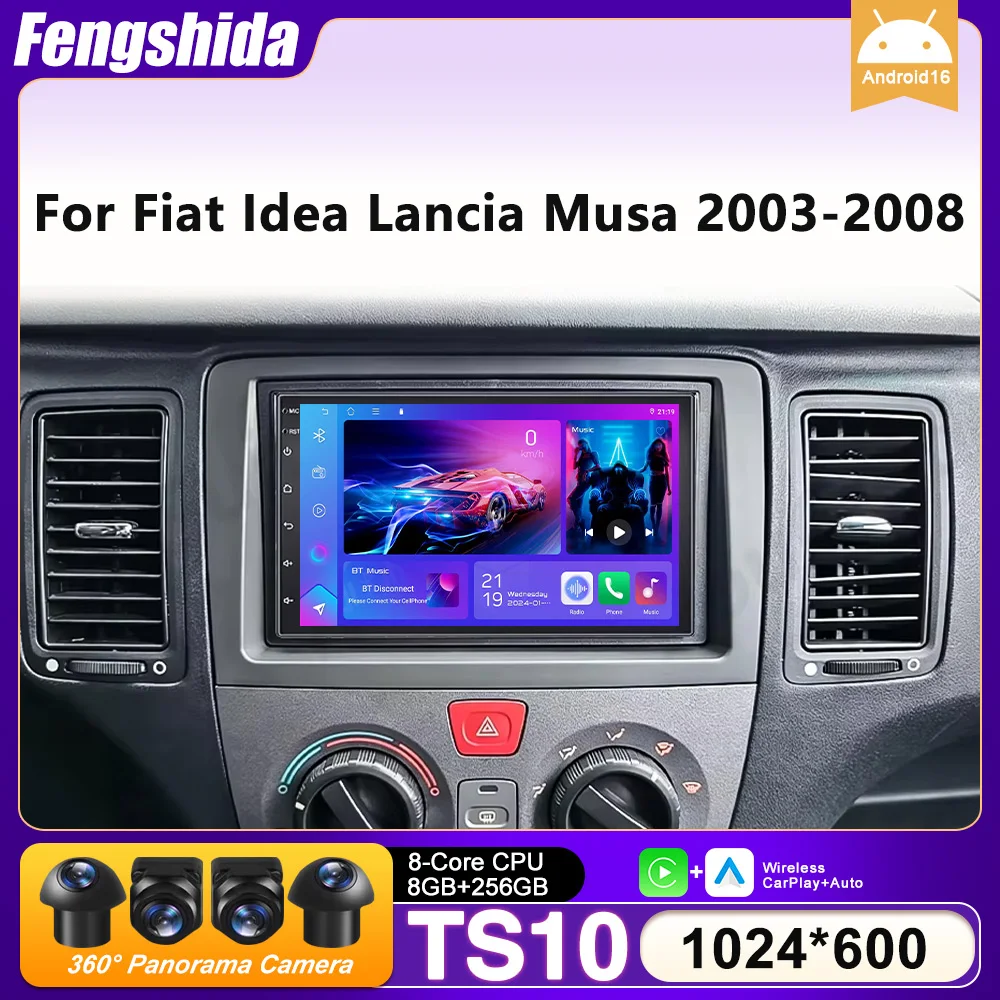 Auto Radio Carplay Für Fiat Idea Lancia Musa 2003-2008 Navigation GPS Android Auto Multimedia Player Wifi Bluetooth Video display