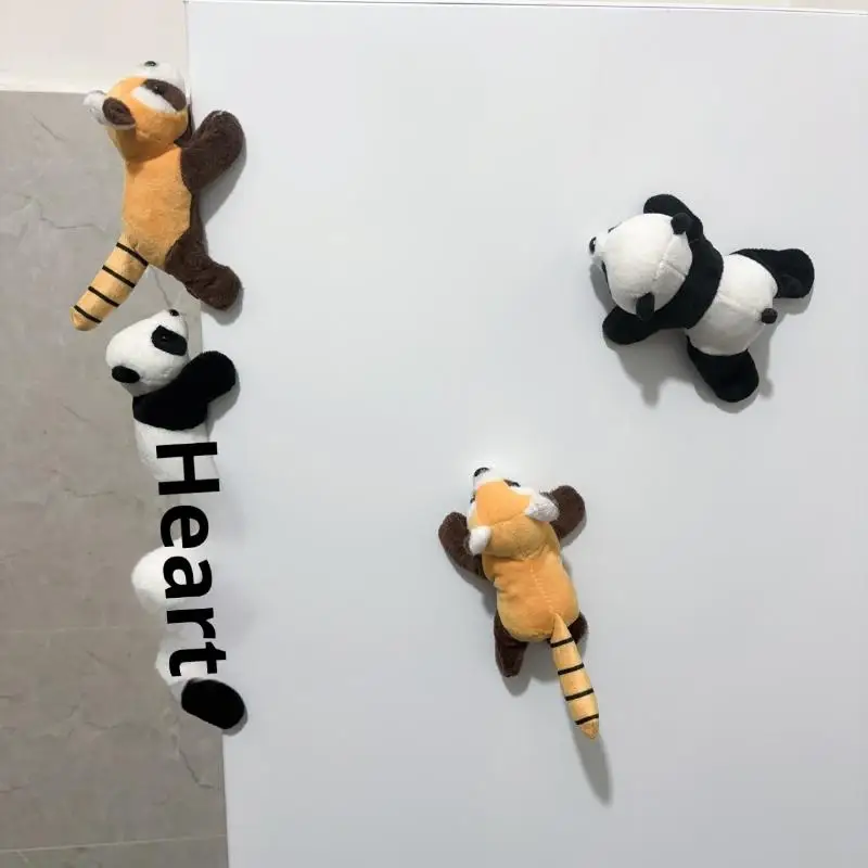 

Panda Doll Refrigerator Stickers, Cute Plush Raccoon Doll Refrigerator Decoration Stickers
